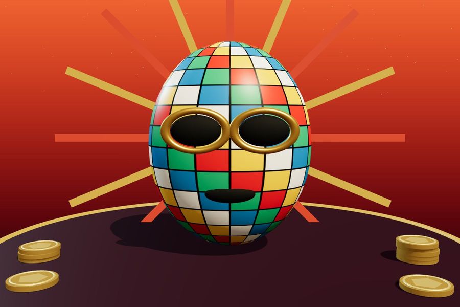 3D mosaic lucha libre mask with sun rays